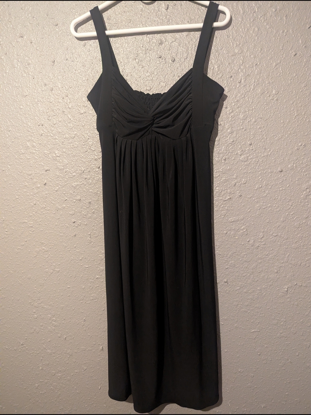 S Black Sleeveless Midi Dress with Ruched Twist Bust
